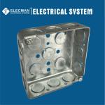 Galvanised Square Metallic Outlet Box Steel Metal Electrical Box 4"X 4"X 1-1/2"