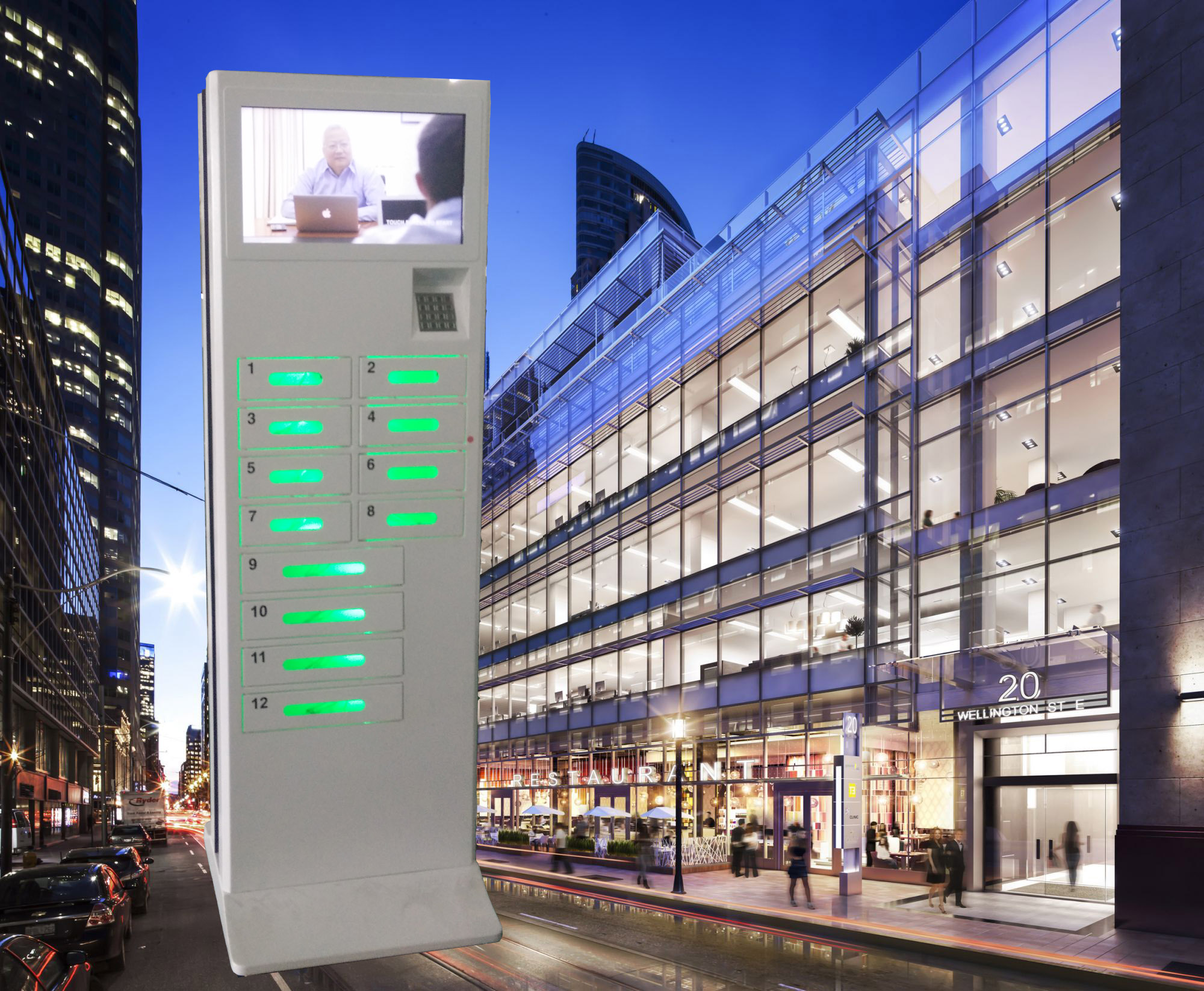 Android Based System Cell Phone Battery Charging Station Touch Screen With 12 Doors and Remote Control Platform