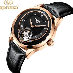 Quality Classic Tourbillon Mechanical Watch Water Resistant Genuine Leather Band wholesale