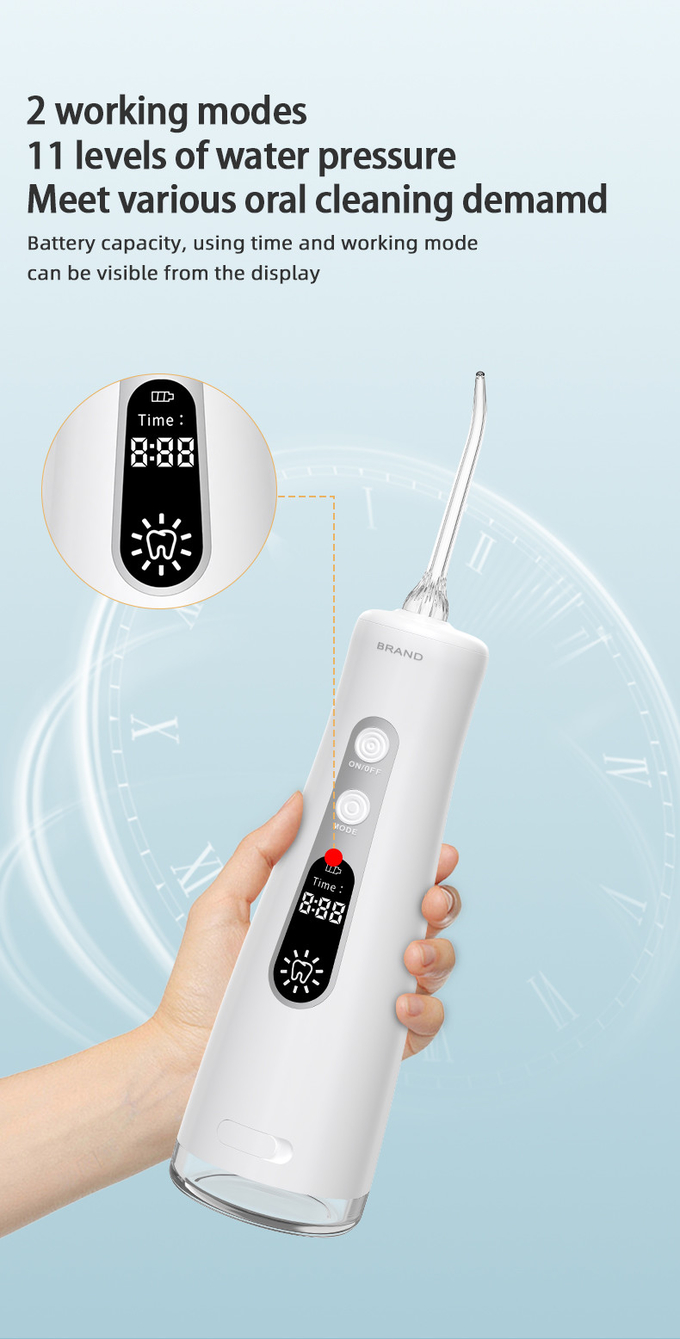 Oral Irrigator Dental Care 350ml Tank Rechargeable USB LED Display Electric Portable Water Flosser