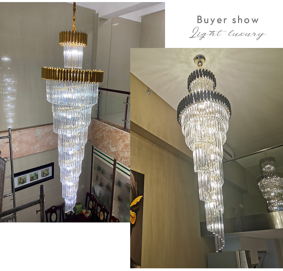 Large Top Long Crystal Led Chandeliers Hotel Hall Living Room luxury lights(WH-NC-48)