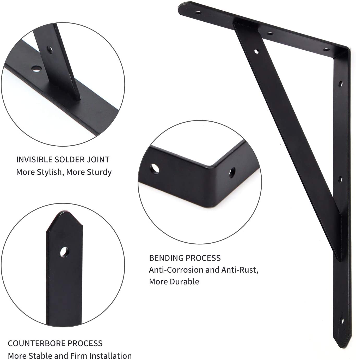 Space-saving Silver Triangle Drop Down Shelf Brackets for 4-6mm Thickness Wall Mount