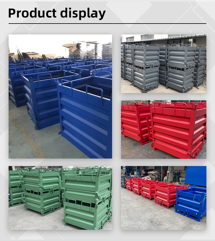 Metal Powder Solid Bulk Bins Steel Bottom Dumping Hopper Open Top Refuse Collector