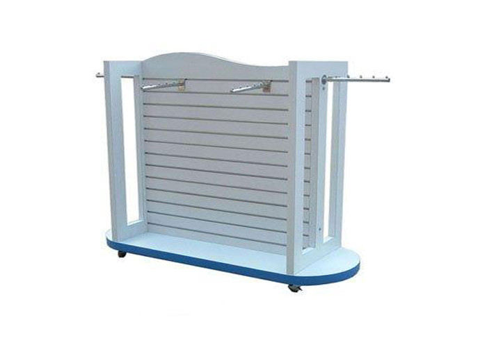 Pink Color Wall Along Store Display Shelving , Metal Slatwall Display Units Easy Assembly