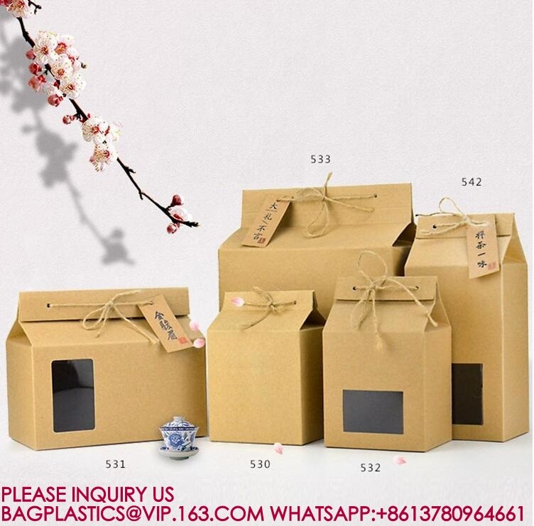 Custom Printing Eco Friendly Square Bottom Food Grade Packaging Bio Rice Kraft Paper Bag