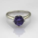 White Gold Plated Sterling Silver 7mm Amethyst Cubic Zircon Ring(R255)
