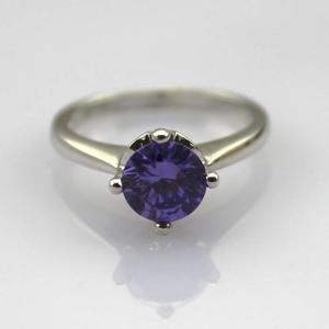 Quality White Gold Plated Sterling Silver 7mm Amethyst Cubic Zircon Ring(R255) wholesale