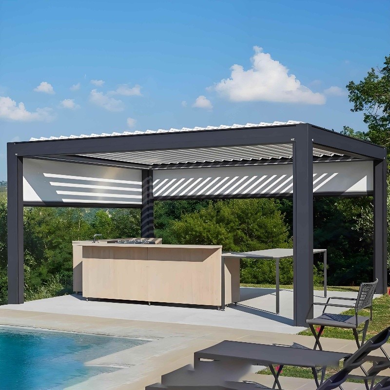 Outdoor Aluminum Pergola With Fixed Shutter Corrosion Resistant