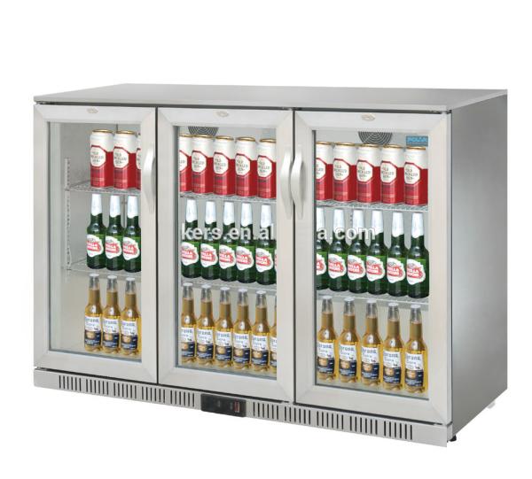 850mm Height 320L Three Stainless Steel Doors Back Bar Cooler Auto Defrost Type