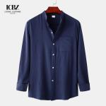 Advantageous Breathable Material Men's Orange Cotton Linen Shirt for Warm