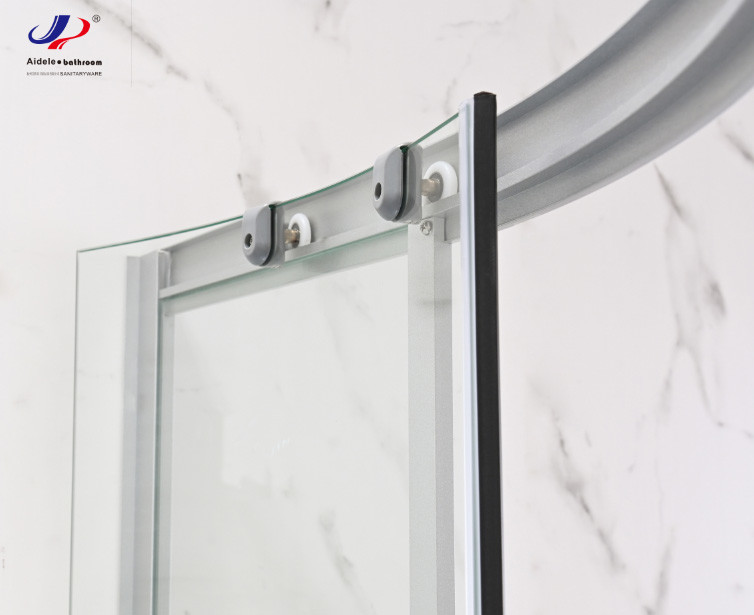 Quadrant Shower with Aluminium Frame and White Stripes Glass for Modern Bathroom Design