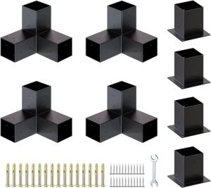 Quality Modular Sheet Metal Fabrication Pergola Steel Bracket Kits with Elevated Wood Stand wholesale