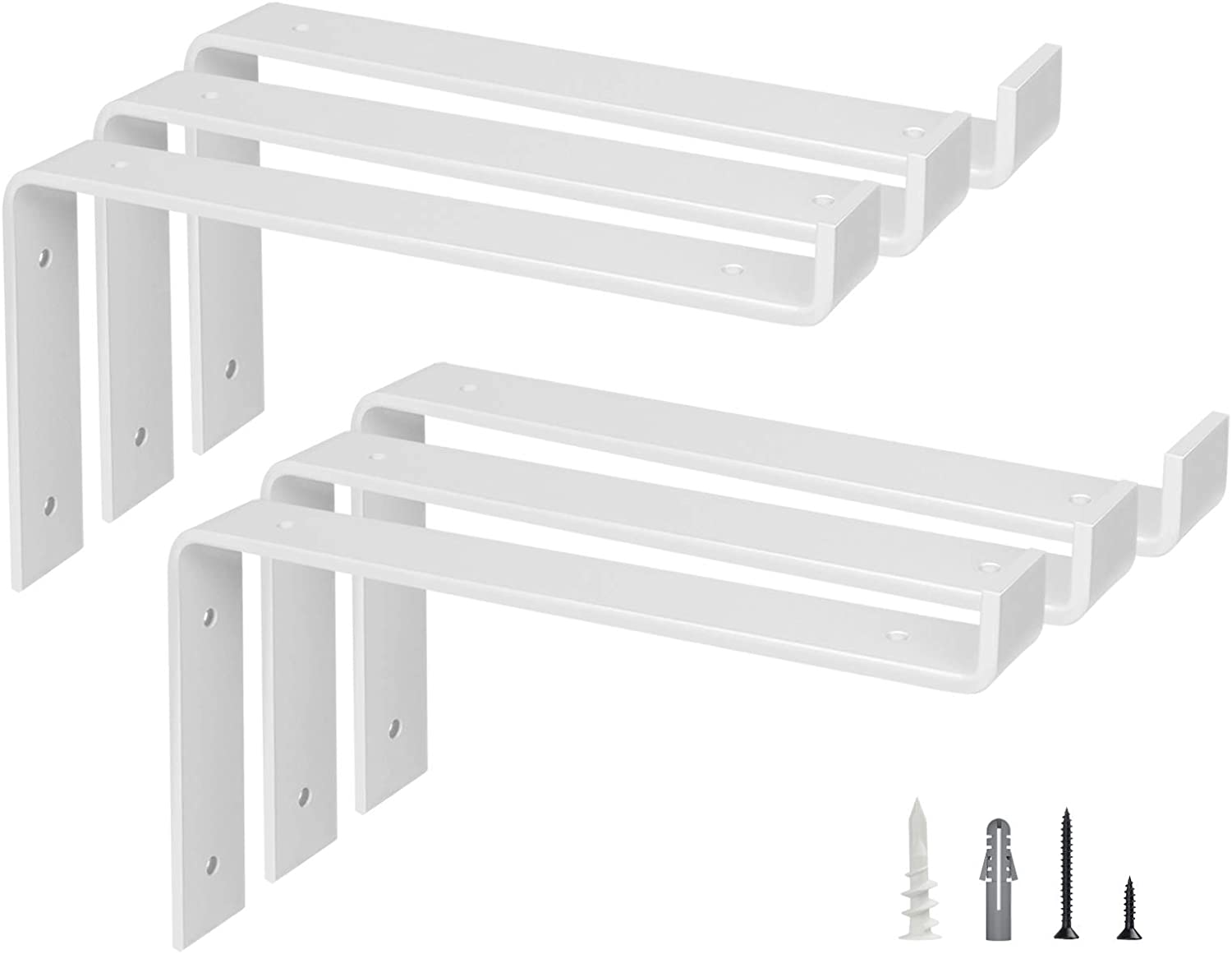 Garage and Kitchen Floating Shelves Hardware Heavy Duty Black Metal Brackets with Lip
