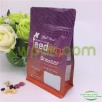 Flat Bottom Cat Pet Food Packaging Bag Zip Lock Side Gusset Sealed Kraft Paper