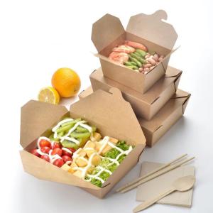 Quality CMYK Pantone Kraft Pasta Salad Box OEM ODM Disposable Paper Lunch Box wholesale