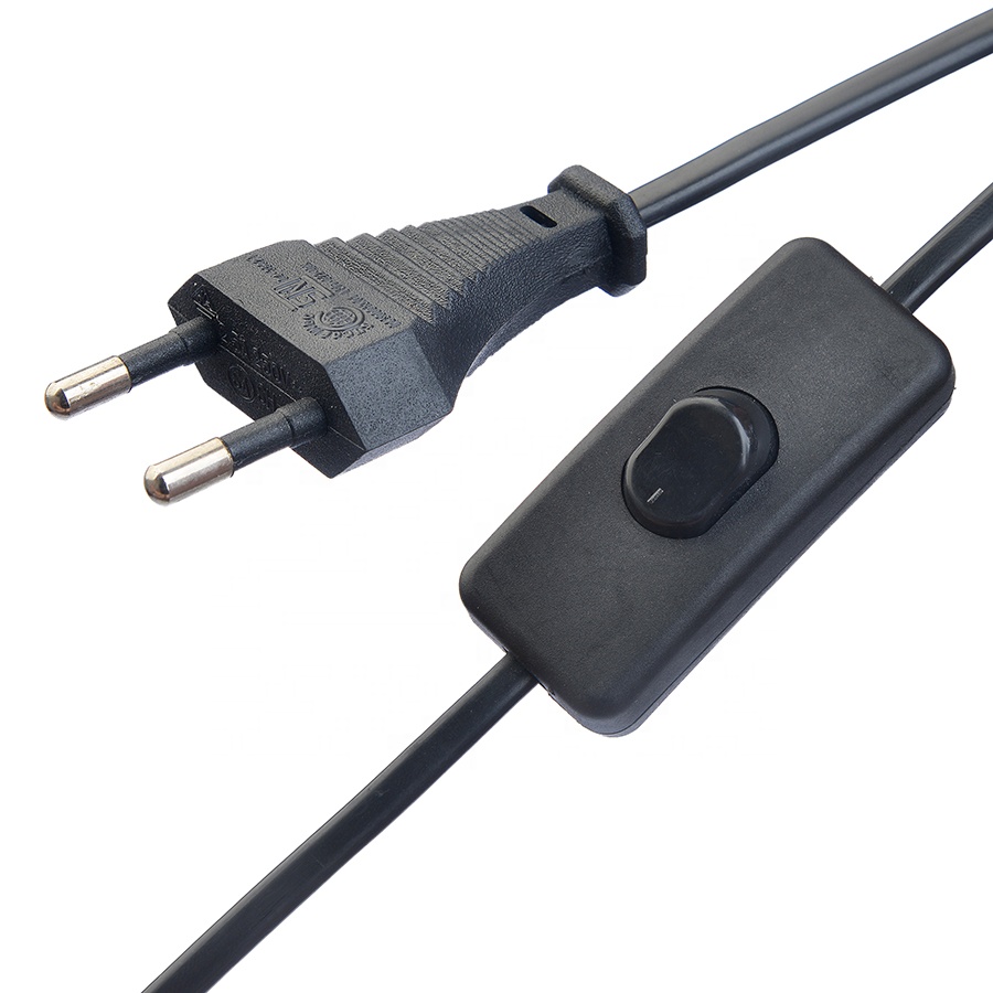 2.5A 2 Pin Plug Power Cords Black Kettle Plug with Connector or Socket Oxygen Free Bared Stranded Copper Conductor