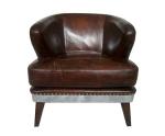 Solid Back Vintage Aviator Brown Leather Club Armchair