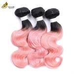 Factory Price Raw Indian Virgin Human Hair 1b/Pink Colored Body Wave Human Hair