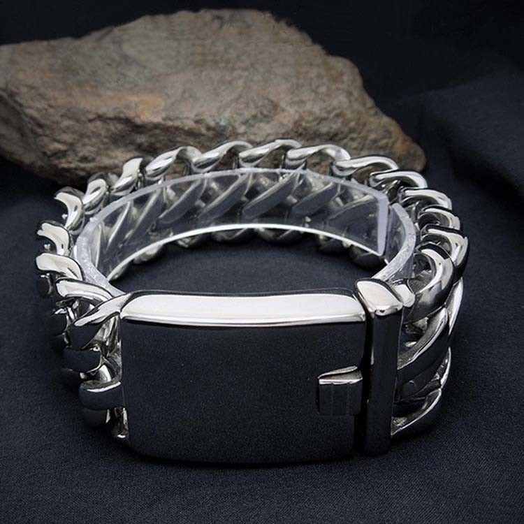 Men's Titanium Stainless Steel Wide Link Chain Bracelet (CE329)