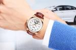 KINYUED tourbillon mens automatic watch skeleton mechanical water resistant