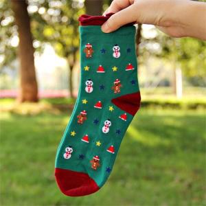 Quality 2015 hot selling women's soft summer cotton socks in cartoon christmas design wholesale