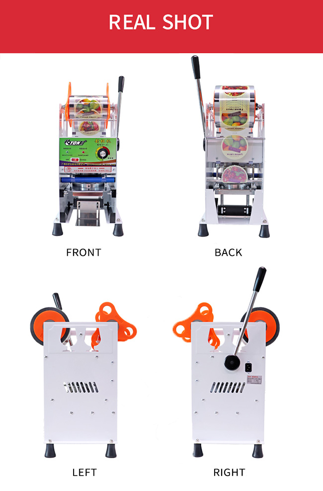 Silvery White Snack Food Processing Equipment , Semi Automatic Bubble Tea Plastic Cup Sealing Machine