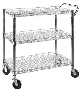 Quality Classic Commercial - Grade 3 Shelf Wire Utility Cart Adjustable Every Shelf Height wholesale