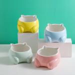 Candy Colored Tableware Pet Ceramic Bowl Non Toxic 15deg Tilt Angle Ceramic Dog