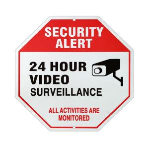 Quality Rustfree Metal Aluminum Reflective Security Alert Sign 11.5inch Custom wholesale