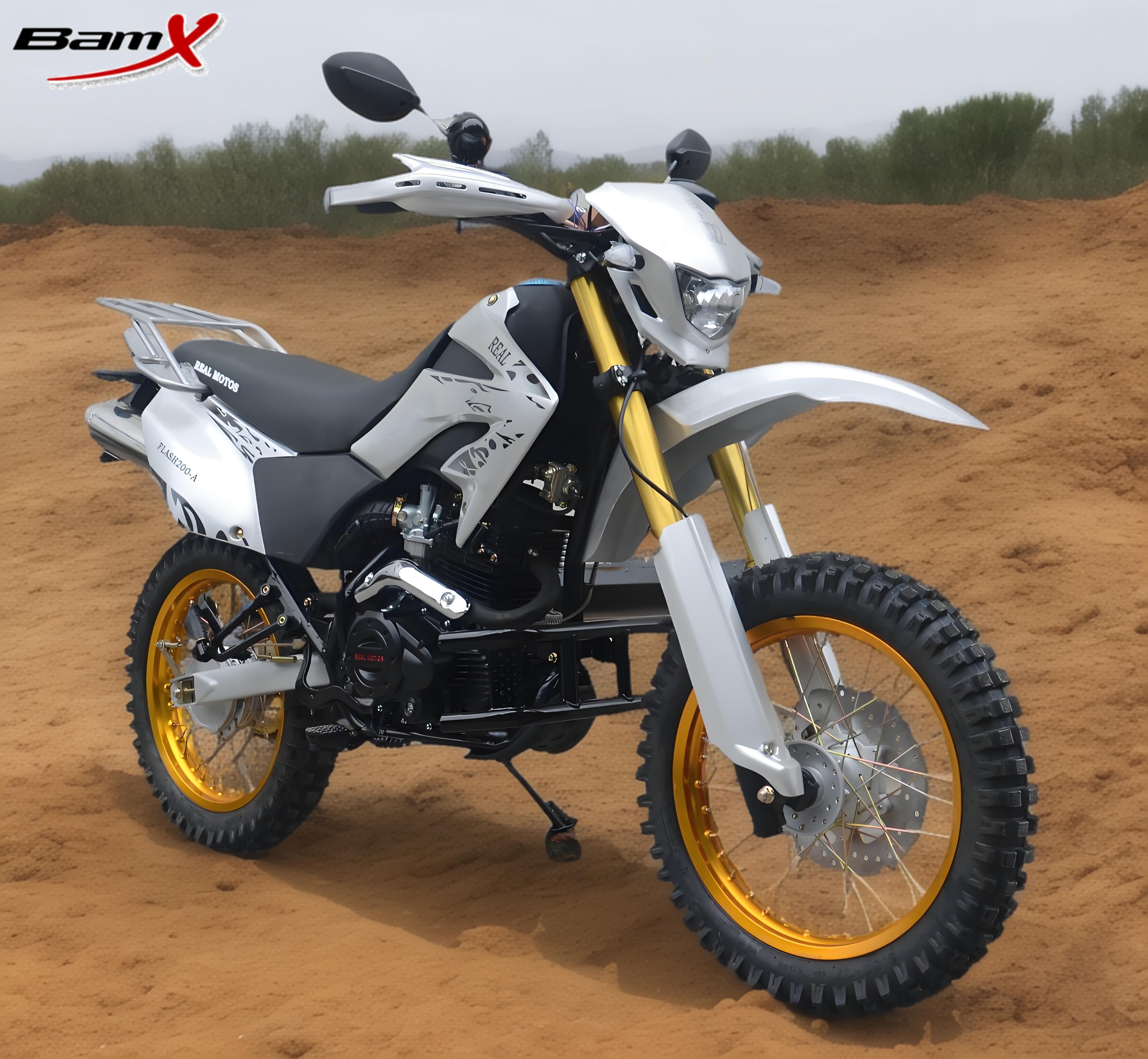 Single Cylinder 200cc Dual Sport Motorcycle Two Pipes Muffler Alloy 4 Stroke Dirt Bike