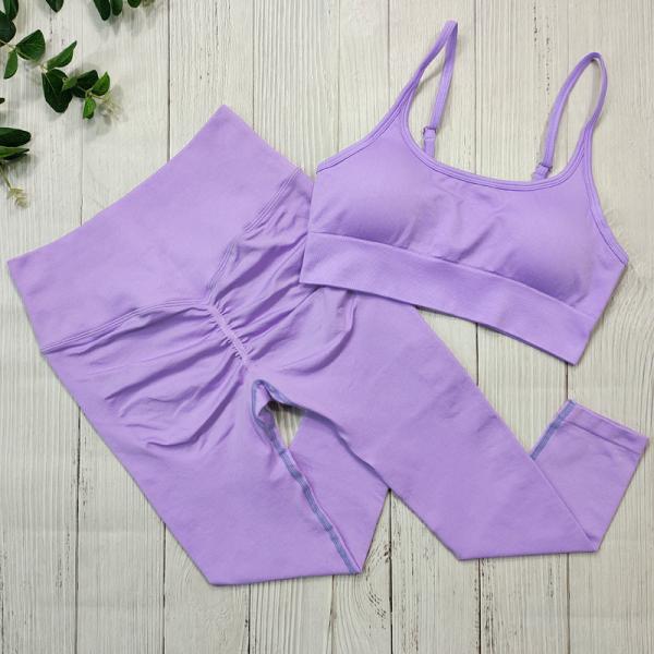 Women Seamless Yoga Set 2 Piece Workout Sport Bra With High Waist Shorts