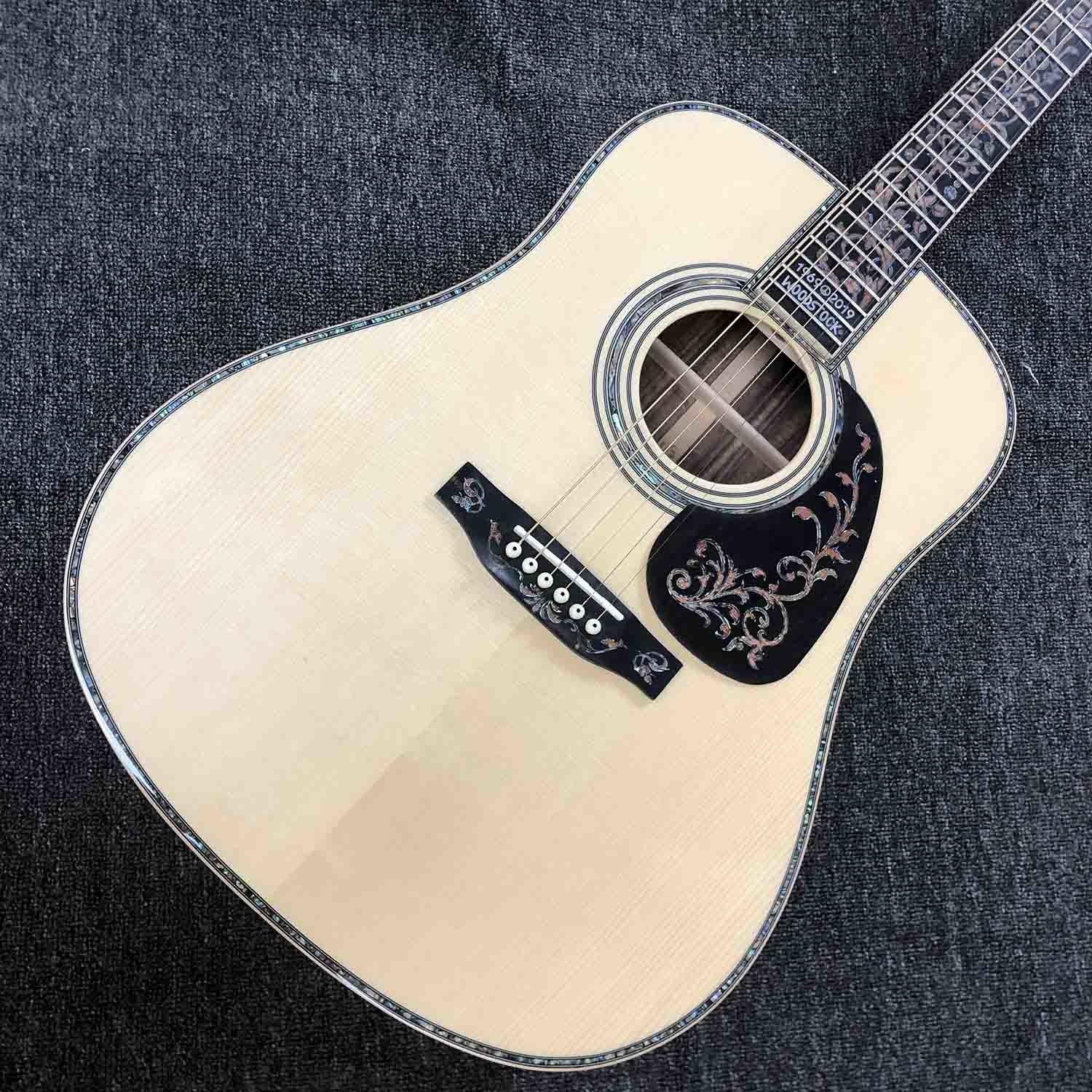 Custom Grand GD45md Madagascar Acoustic Guitar Solid Europe KOA Back Side Maple Top and Binding One Pcs Mahogany Neck LR
