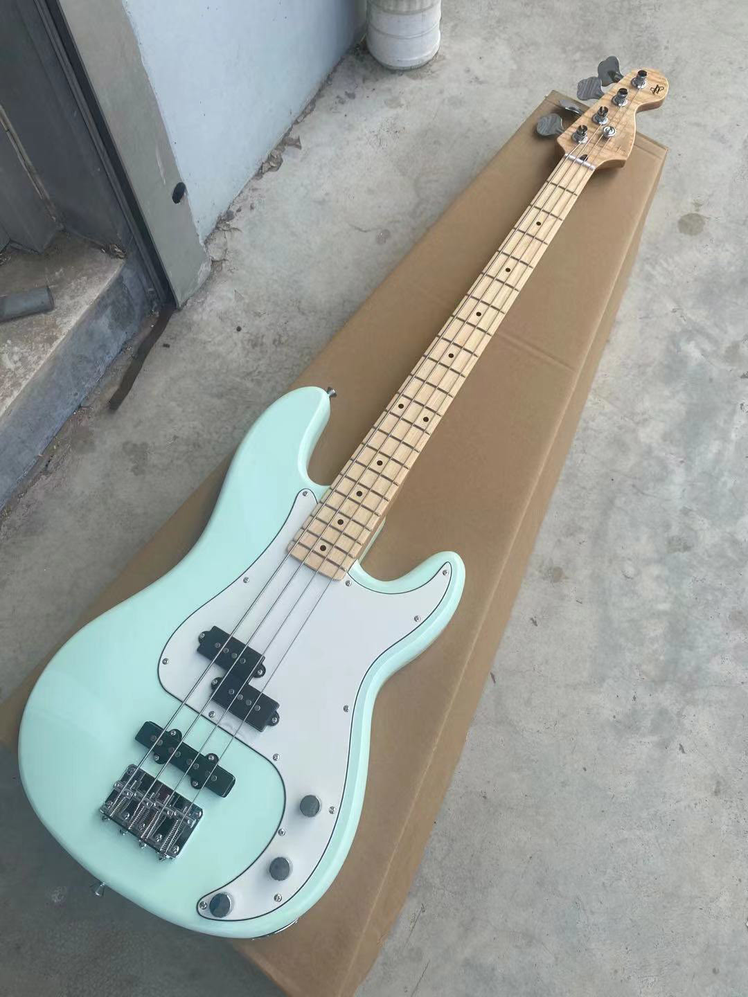 Custom 4 Strings Flamed Maple Neck Maple Fingerboard Electric Bass Guitar Chrome hardware