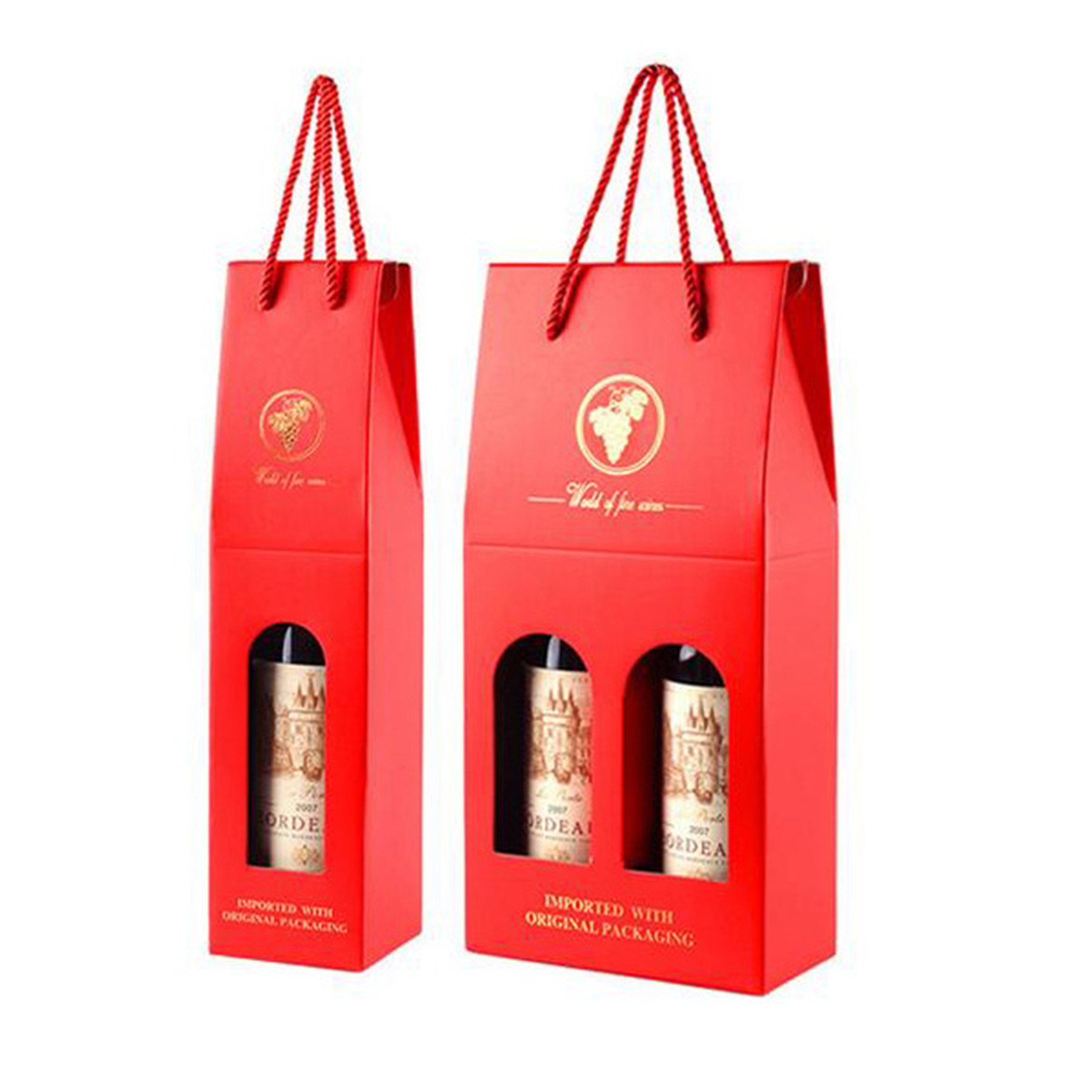 750ml Christmas 2 Bottle Kraft Cardboard Wine Box With Hot Stamp LOGO