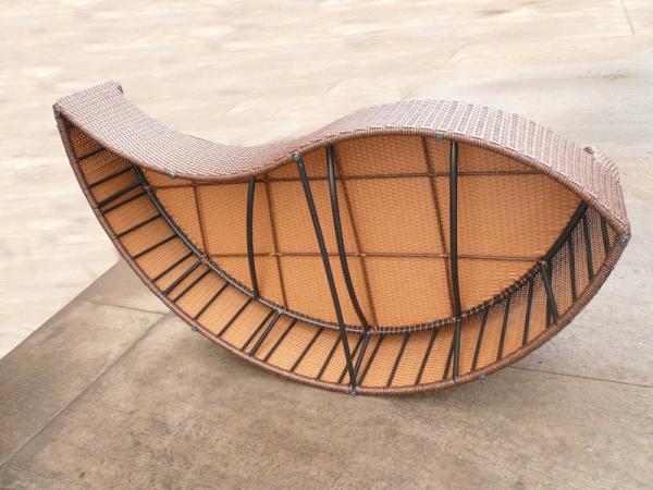 UV Resistant Outdoor Rattan Daybed , Dark Brown Wicker Oval Bed