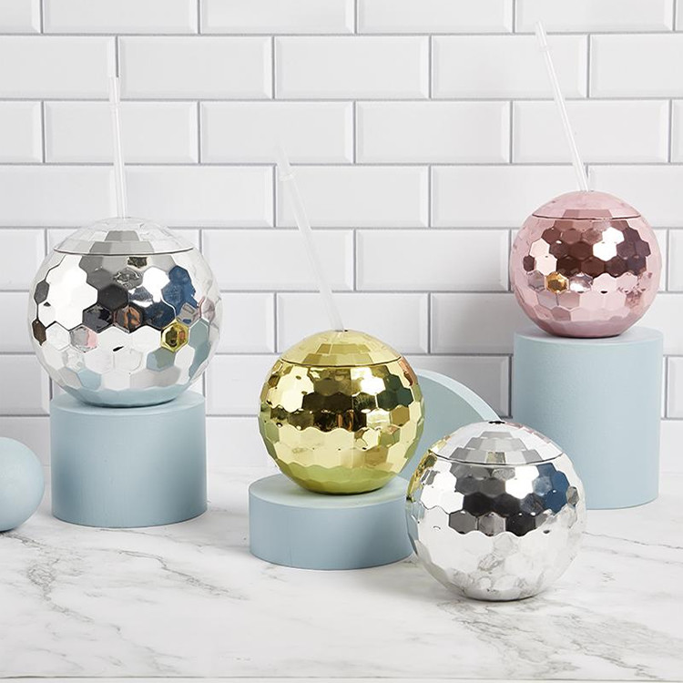 Party Decor 1970s Disco Ball Tumbler Cup Party Sipper Cups With Straw