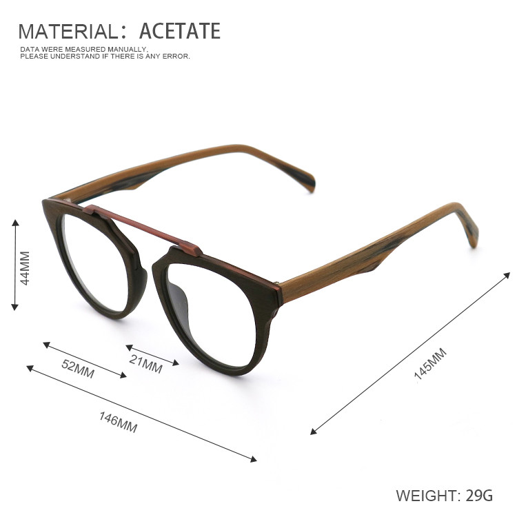 Vintage Manual Wood Grain Acetate Optical Glasses Frame MR 0361
