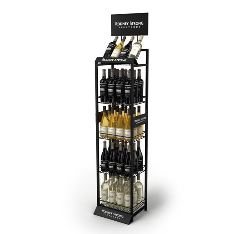 Customized Round Fashion Style Wine Display Rack Sparkling Beverage Metal Display Stands Wine Rack Metal for liquor store