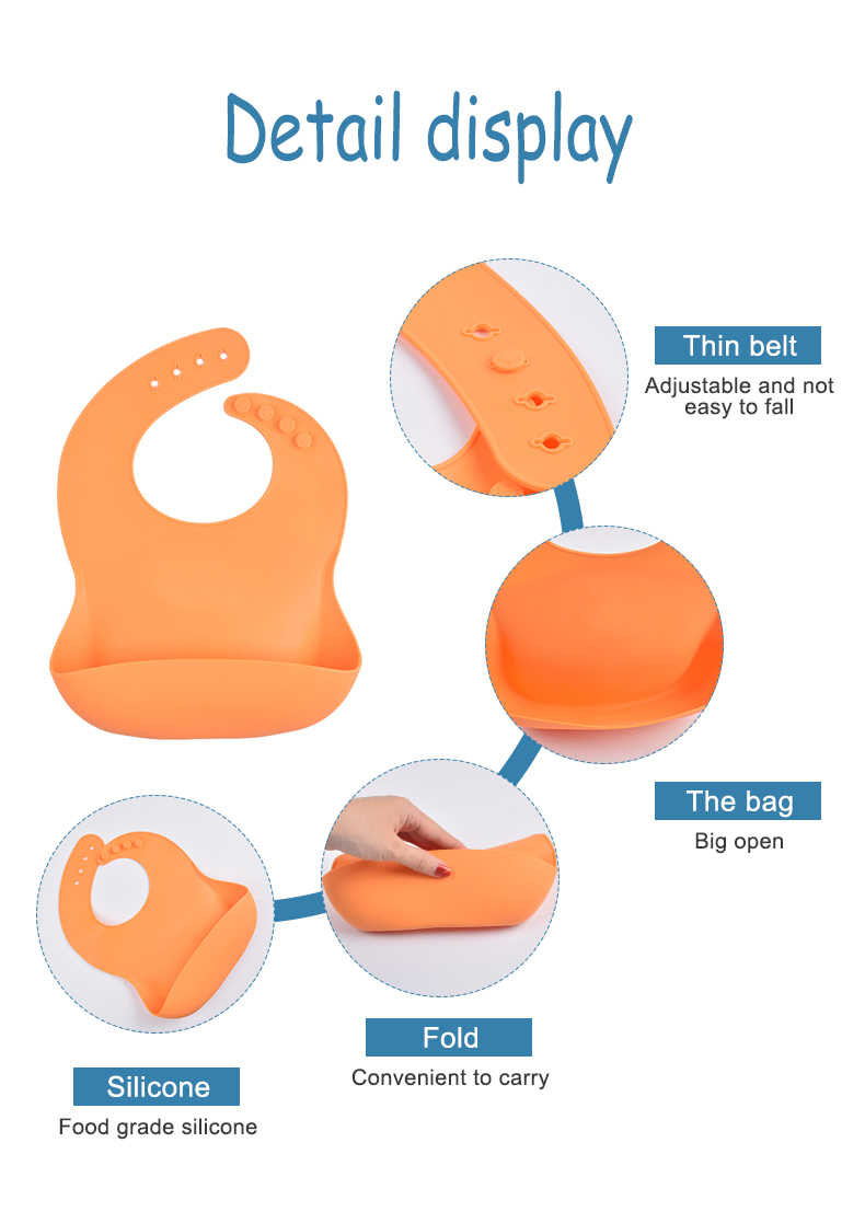 Unisex BPA Free Silicone Feeding Bibs That Catch Food CPSIA Approval