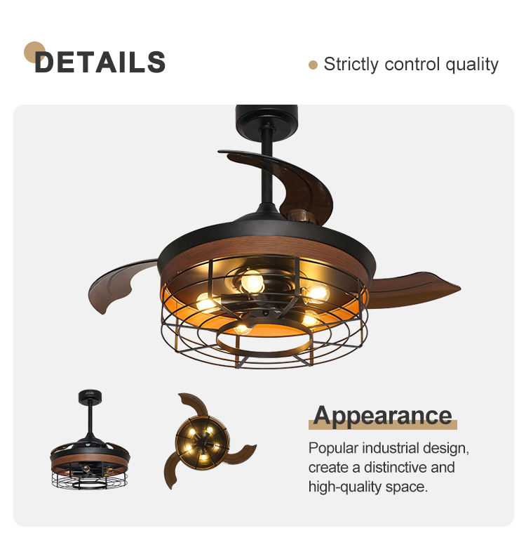 Popular Acrylic Blades LED Energy Saving Invisible Ceiling Fan 1stshine Metal Element