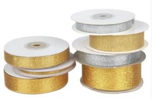 Quality Single Faced Gold And Silver Christmas Tree Ribbon For Bow Packing Decoration wholesale