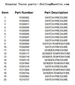 Quality Terex pressure temperature sensor switch 15300116 15300117 15300119 wholesale