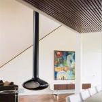 Decorative Morden Indoor Warm Oval Wood Burning Ceiling Suspended Fireplace