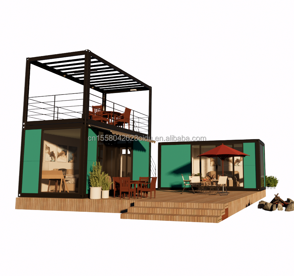 Hotel Container House with Galvanized Steel Square Tubes Main Structure and 2 or 3 Bedrooms