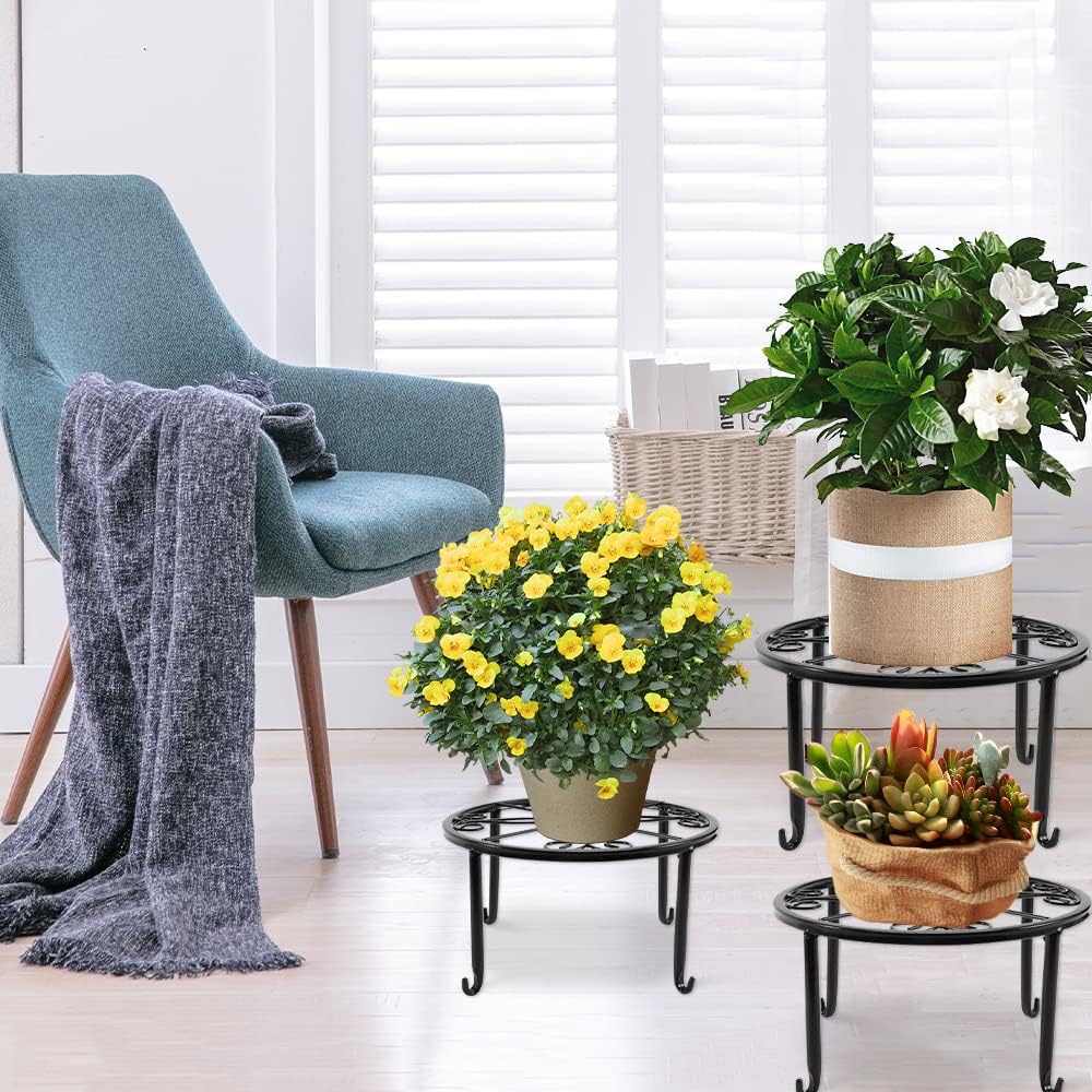 Metal Flower Pot Stand Black Steel Vintage Powder Coating Plant Pots Planters Rack