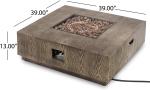 40'' Square Brazier With Tank Rack Outdoor Natural Gas Firepit Concrete