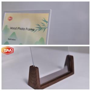 Quality Clear Perspex Plastic Photo Frames Acrylic Photo Frame with Wooden Wood Base wholesale