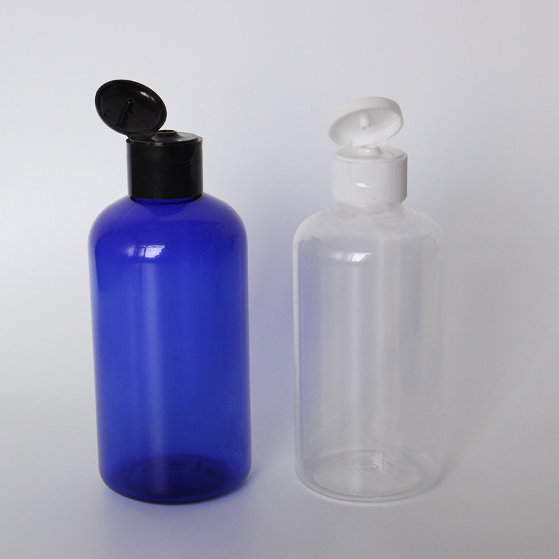 100ML PET Plastic Bottles Clear Cosmo Round Bottles With Natural Disc Top Caps