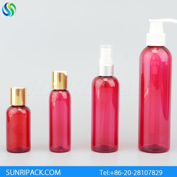 120ml red cosmo round plastic bottle, 4oz red cosmo round pet bottle, 2oz cosmo