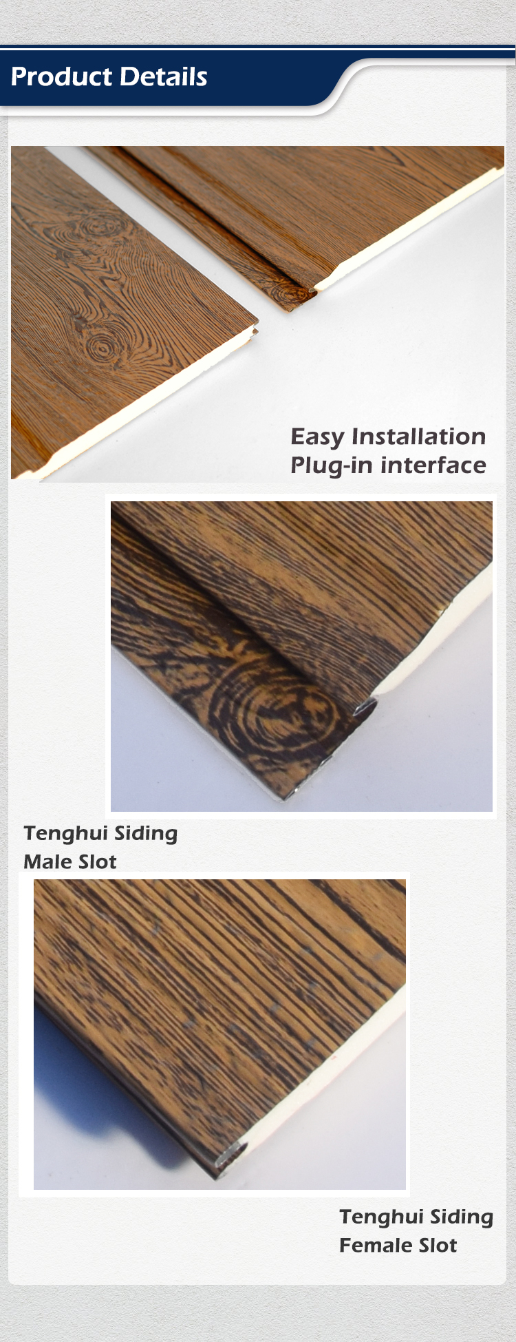 Decorative Metal PU Sandwich Wall Panel Exterior Wall Cladding for Building Materials